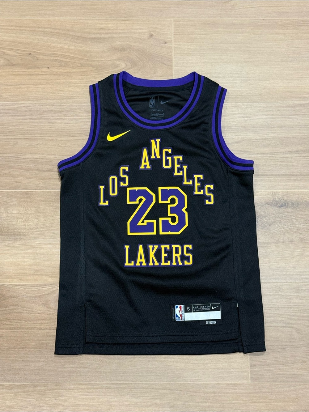 Nike Black/Yellow/Purple LeBron James Los Angeles Lakers #23 Kids Jersey